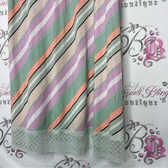Victoria secret dress striped open back strappy pastel night gown pajamas pj - Picture 7 of 10